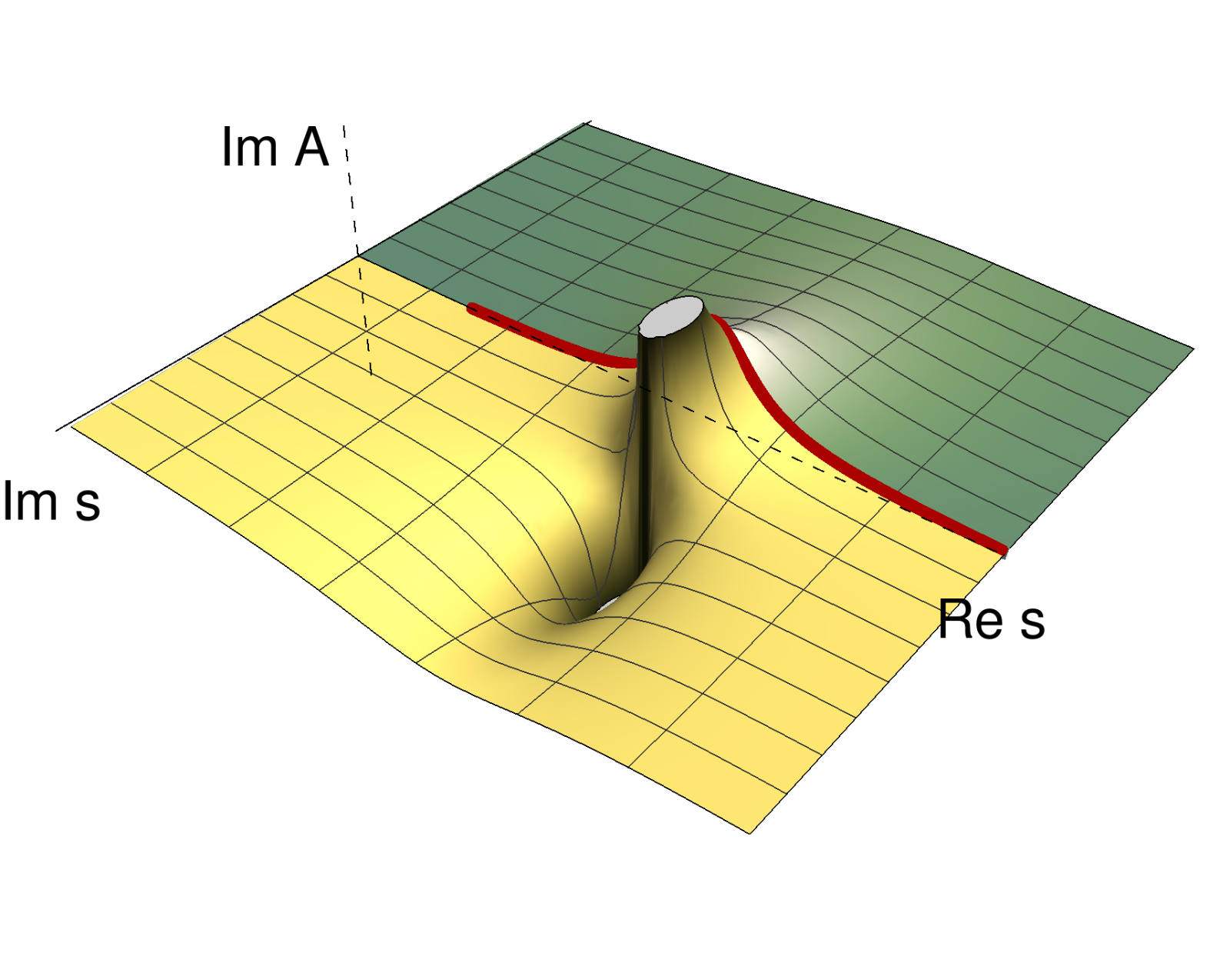 Analytic continuation revealing a pole